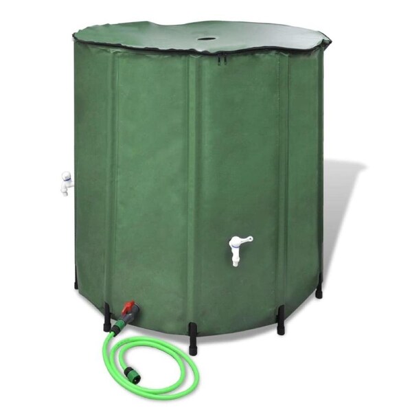 Collapsible Collecting Rain Water Tank with Garden Hose, PVC, 500 L, 80 x 98 cm