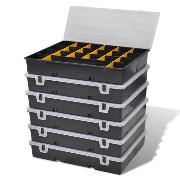 6 Pcs Plastic Tool Box Nuts Bolts Screws Storage Organiser Toolbox Sort Case
