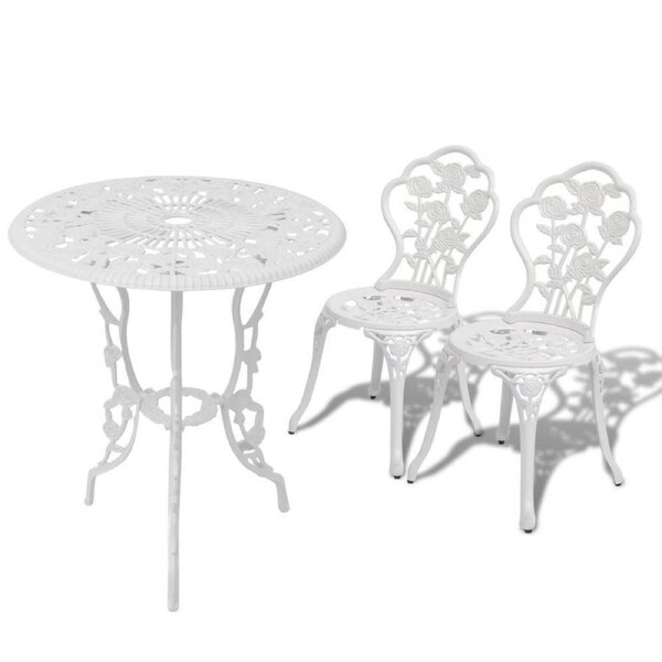 3Pc Patio Bistro Garden Outdoor Furniture Table Chairs Setting Dining Set White