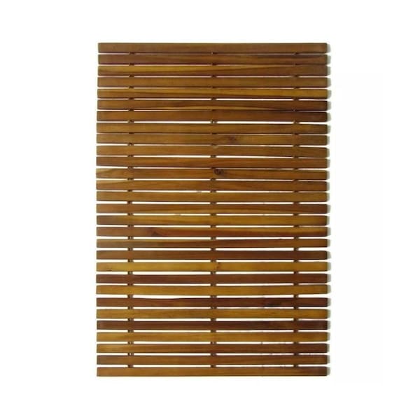 Floor Wooden Bath Mat Shower Mats Acacia Wood Bathroom Accessory 80cm Anti Slip