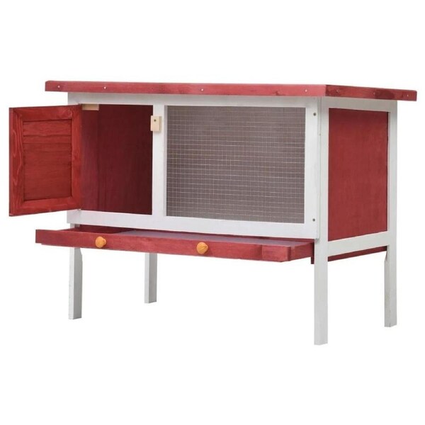 Wooden Rabbit Hutch Elevated Bunny Guinea Pig Small Animal House Outdoor Cage