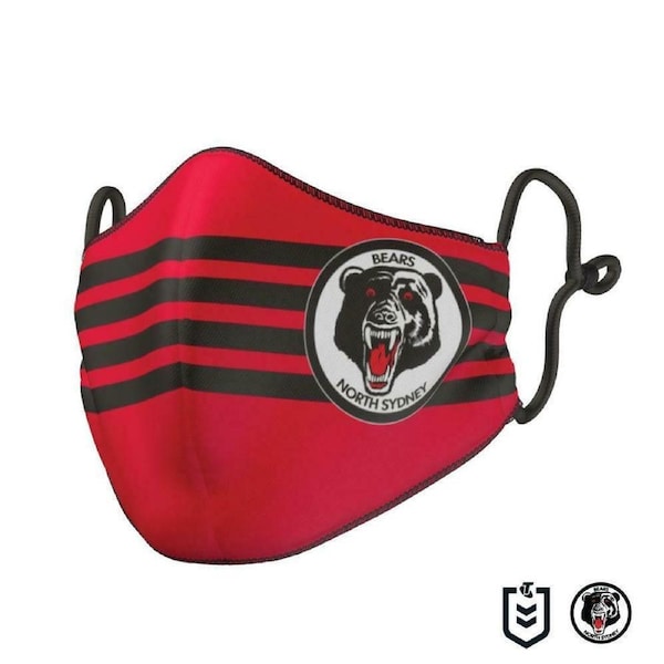 NRL Face Mask - North Sydney Bears - Reversible - Washable - Adult Large