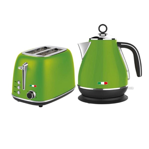 Vintage Electric Kettle and 2 Slice Toaster SET Combo Deal Stainless Steel Lime Green