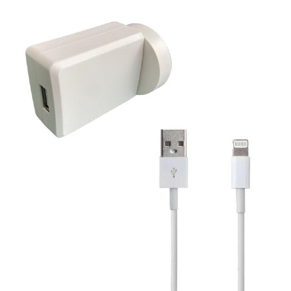 2.4A USB Port Wall Charger w/ 1m Apple iPhone Lightning Cable