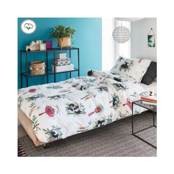 Panda Dream Multi Cotton Single Size Quilt Cover Set by Bedding House