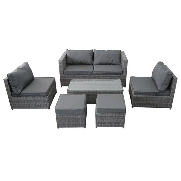 6pc Lounge Set Outdoor Furniture Rattan Wicker Chair Sofa Table Garden Patio
