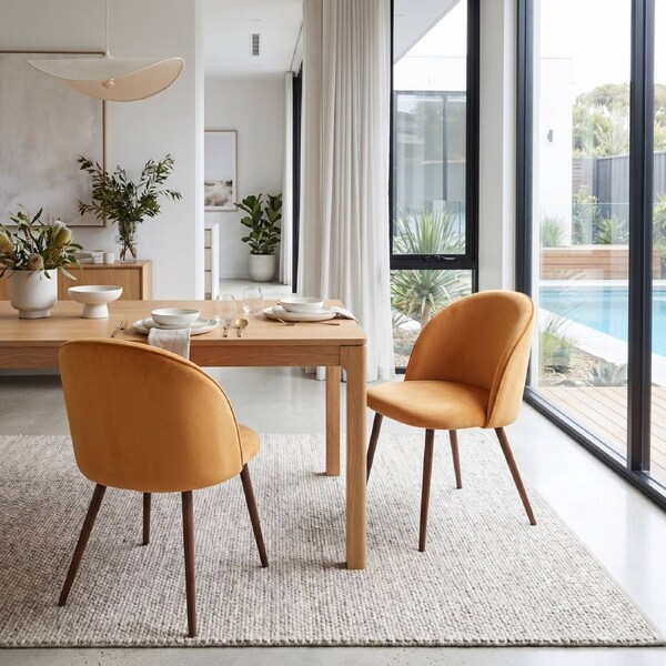 1 Set of 2 Levede Velvet Dining Chairs - Black, Grey, Black White Grid, Navy Mustard