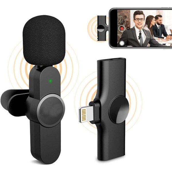 Catzon Professional Lavalier Microphone Condenser Wireless Microphone For iPhone iPad-Black