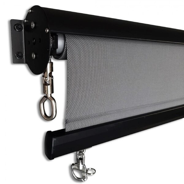 Outdoor Roller Blind Awning with Aluminium Hood in Charcoal-Grey Sunfilter- 5 Sizes Width 2.0m x Drop2.5m