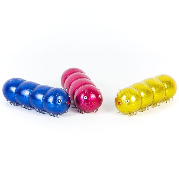 3x Fumfings Novelty Squidgy Disco Caterpillars 10cm Squish Toys Kids/Child Asst