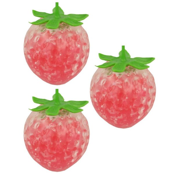 3x Fumfings Novelty 9cm Squeezy Bead Strawberries/Beads Toddler/Child Toys 3y+