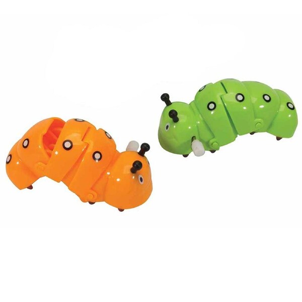 2x Fumfings Novelty Clockwork Caterpillars 10cm Classic Prank Toys Kids Assort