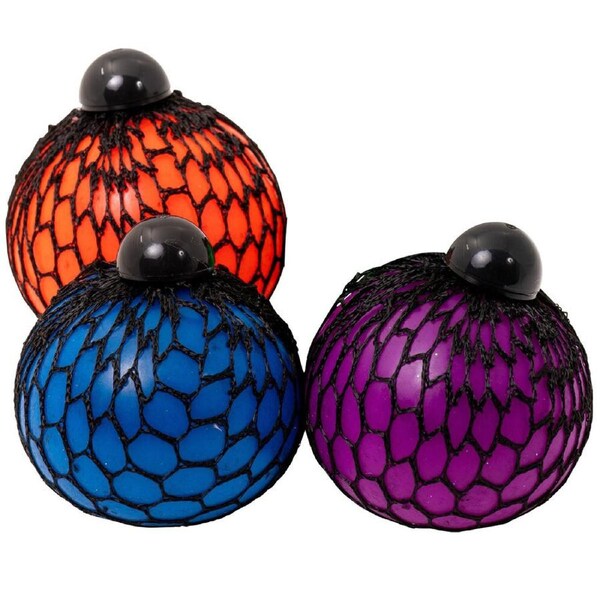 3x Fumfings Novelty Gooey Mesh Ball 6cm Squeezy Stress Relief Toys 3y+ Kids Asst