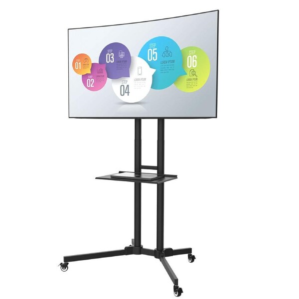 Mobile TV Floor Mount Stand Cart With Laptop Shelf& Lockable Wheels For 32"-65" Adjustable Height Various VESA Home Living Room Office Meeting