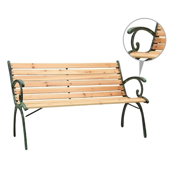 Wooden Garden Park Bench Timber Outdoor Furniture Patio Chair Seat Cast Iron