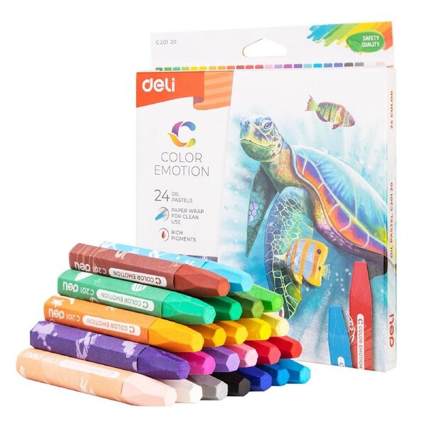 DELI Kids Art Oil Pastel 24 Colors Drawing Pen Art Set Children Kids Painting Sketching Kit