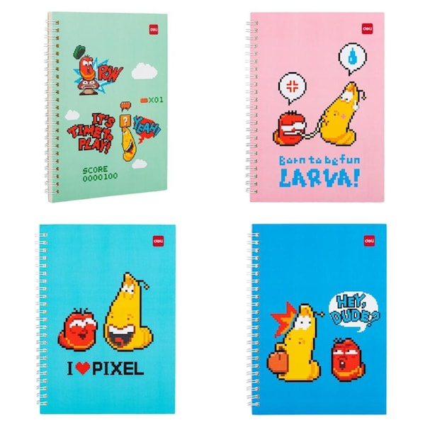 DELI A5 School Spiral Notebook 60 Pages Kids School Exercise Book 4 PCS Pack With 4 Patterns