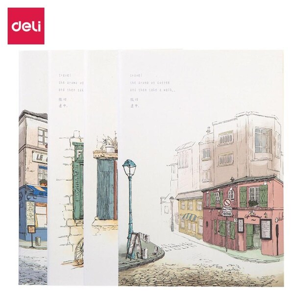 DELI A5 School Soft Cover Notebook 60 Pages Kids School Exercise Book 4 PCS Pack With 4 Patterns