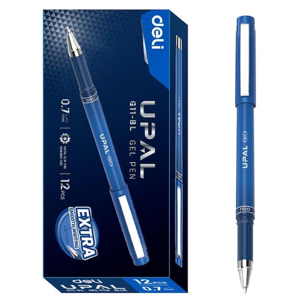 DELI 0.7mm Gel Pen for School Stationary Office Smooth Writing Tools Stationery Supplies Gel Ink Pens 12 PCS Pack Blue