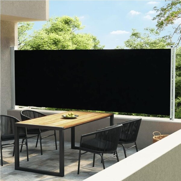 Retractable Side Awning Black UV Resistant Outdoor Balcony Screen Sun Shade 6m