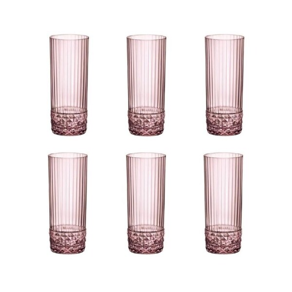 Bormioli Rocco America '20s 400ml Long Drink Glasses Set 6 - Lilac
