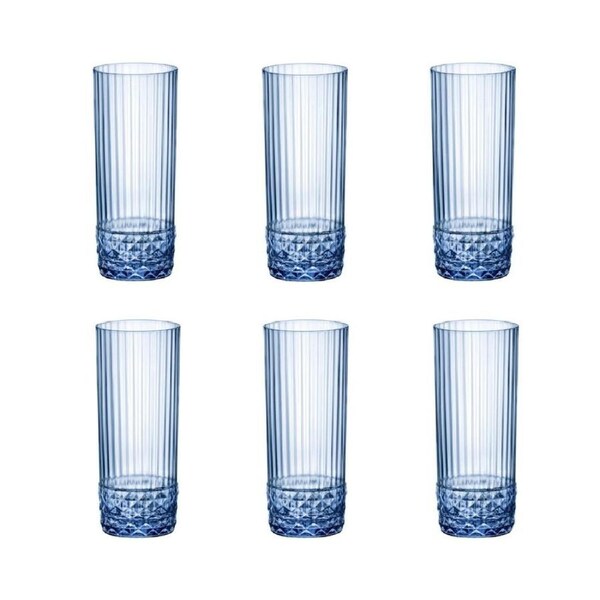 Bormioli Rocco America '20s 400ml Long Drink Glasses Set 6 - Sapphire