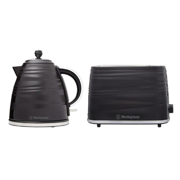 Westinghouse Plastic 1.7L Kettle & 2 Slice Toaster Pack - Black WHKTPK07K