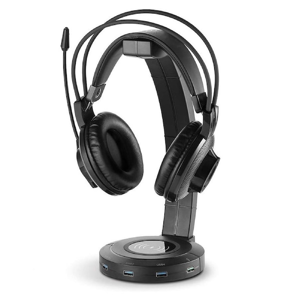 4-in-1 Multi Device Fast Wireless Charger and Gaming Headphone Stand