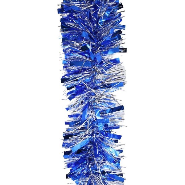 10m SILVER BLUE Christmas Tinsel 100mm wide