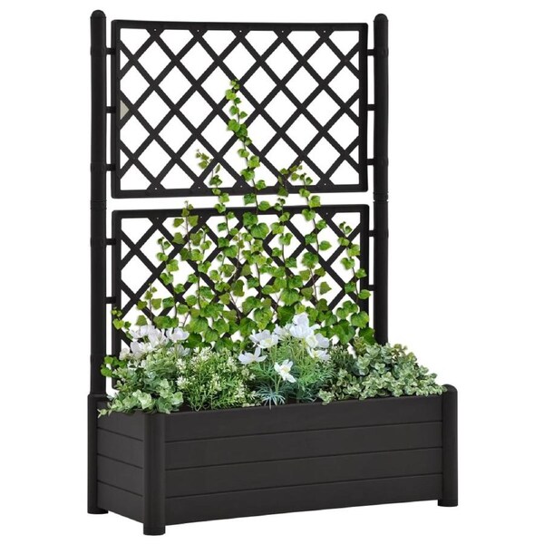 Garden Planter with Trellis 100x43x142 cm PP Anthracite vidaXL