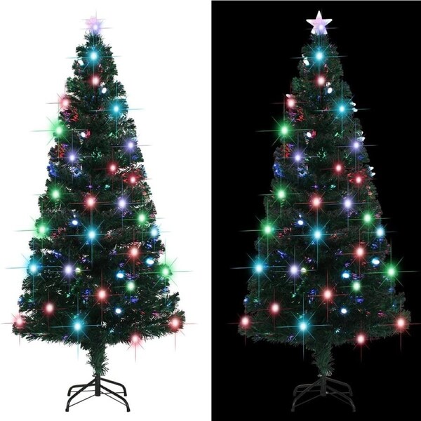 Pre-lit Christmas Tree with Stand 150 cm Fibre Optic vidaXL