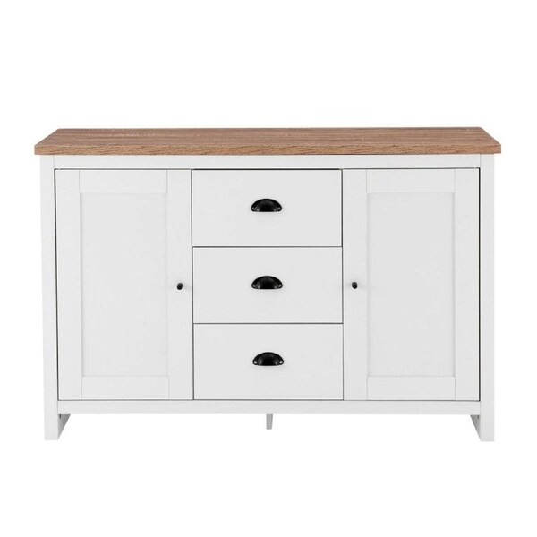Design Square Ari Modern Sideboard Dresser Buffet Unit Storage Cabinet - Oak & White