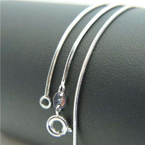 Silver Rhodium 46cm 18'' Snake Necklace 1mm Solid Chain for Pendant