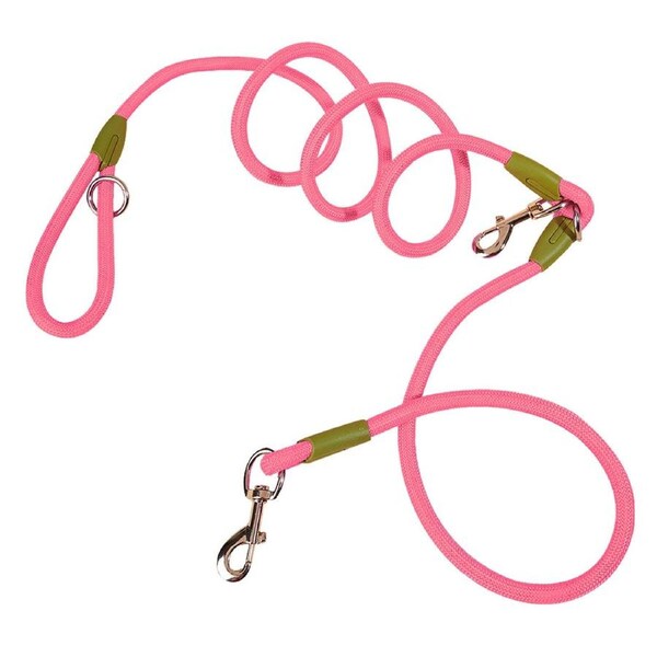SOGA 220cm Multifunction Hands-Free Rope Pet Cat Dog Puppy Double Ended Leash for Walking Training Tracking Obedience Pink