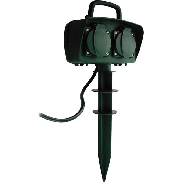 Ultracharge 2-Socket Garden Outdoor Power Board Outlet 1m Cord Extension Green