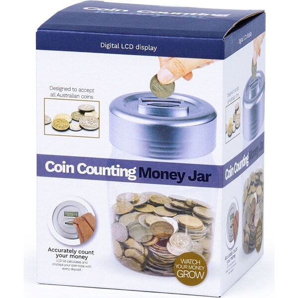 Coin Counting AU Coins/Money Digital LCD Display Clear Piggy Bank Counter Jar