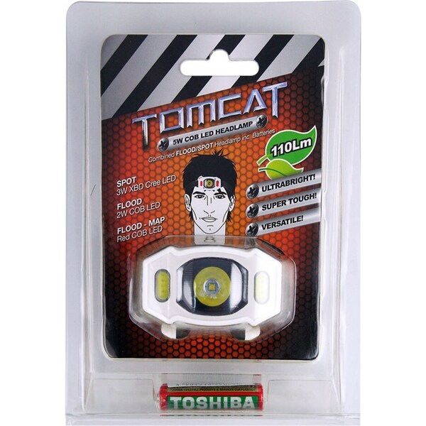 Tomcat 3W LED/2W COB Head Light 11.3cm Flood/Spot Headlamp w/AAA Batteries White
