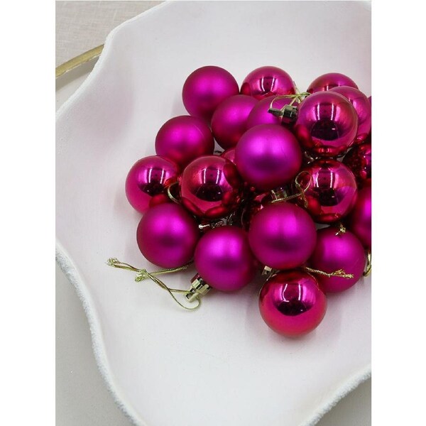 HOT PINK 40mm Christmas Baubles Gloss Matt 24 pack