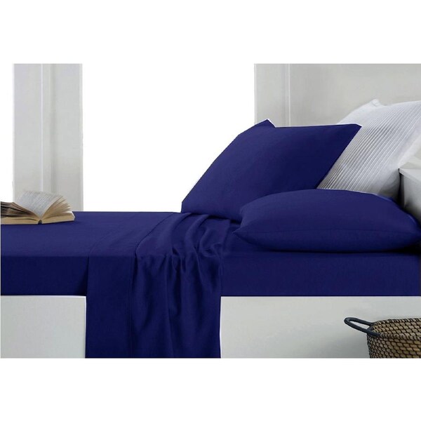 175GSM Luxury Egyptian Cotton Flannel / Flannelette Sheet Set Dark Navy All Bed Sizes Single