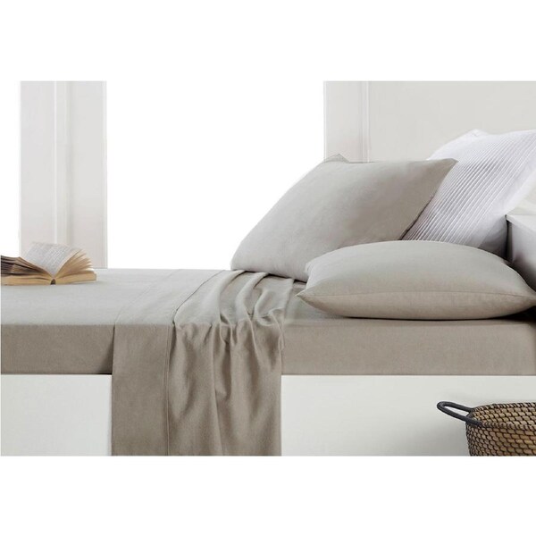 175GSM Luxury Egyptian Cotton Flannel / Flannelette Sheet Set Taupe All Bed Sizes Mega Queen