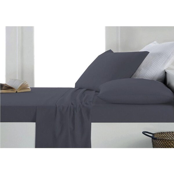 175GSM Luxury Egyptian Cotton Flannel / Flannelette Sheet Set Charcoal All Bed Sizes Single