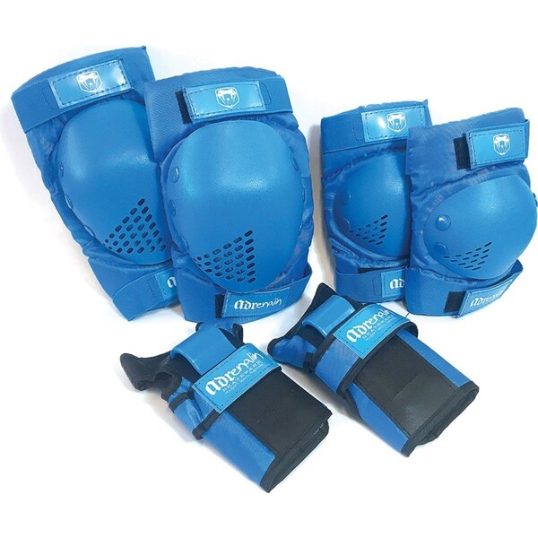 6pc Adrenalin Skateboard & Scooter Knee/Elbow Wrist Protection Set Blue Youth L