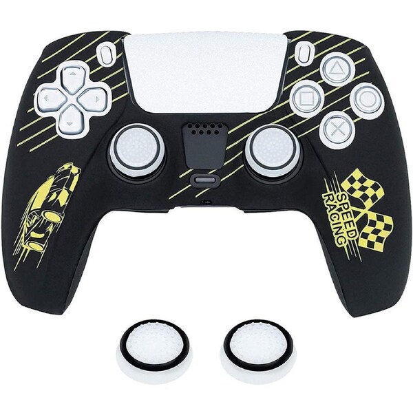Protective Silicone Cover With Thumb Caps For PS5 (Racing Car Yellow)