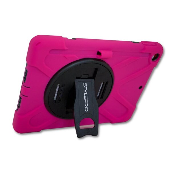 StylePro, iPad 7, 8 & 9th gen, shockproof case with rotating stand for iPad 10.2” pink