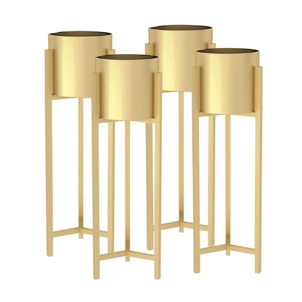 SOGA 4X 75cm Gold Metal Plant Stand with Flower Pot Holder Corner Shelving Rack Indoor Display