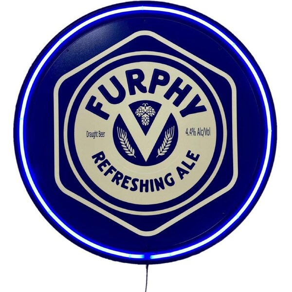 LARGE FURPHY Refreshing ALE Beer Bar Garage Wall Light Sign BLUE Neon