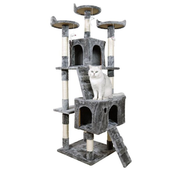 Furtastic 170cm Cat Tree Scratching Post Condo Tower Furniture - Silver Grey