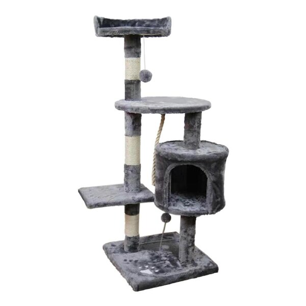 Furtastic 110cm Cat Tree Scratching Post Condo Tower Furniture - Silver Grey