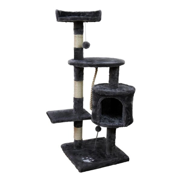 Furtastic 110cm Cat Tree Scratching Post Condo Tower Furniture - Dark Grey