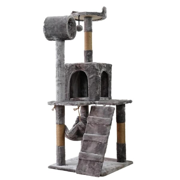 Furtastic 135cm Cat Tree Scratching Post Condo Tower Furniture - Silver Grey